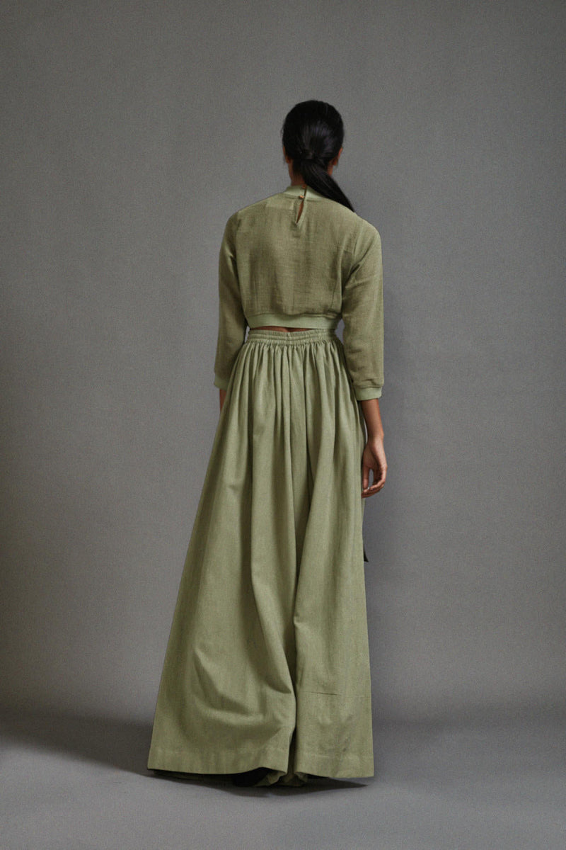 Green Cargo Skirt cotton by Mati in green color for women Worldwide