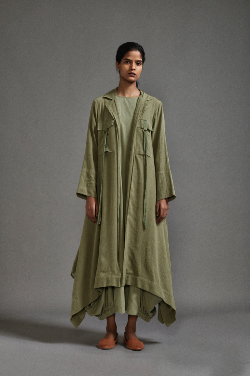 Green Safari Koza Jacket cotton by Mati in green color for women Worldwide