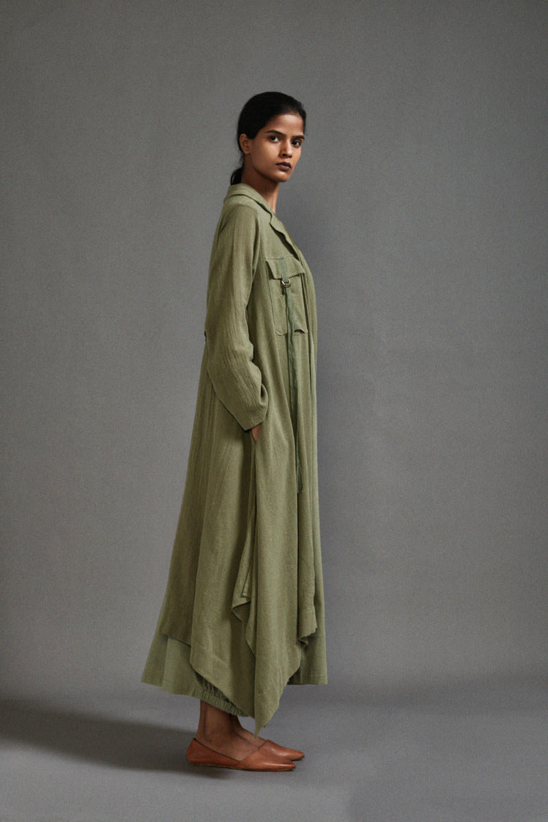 Green Safari Koza Jacket cotton by Mati in green color for women Worldwide