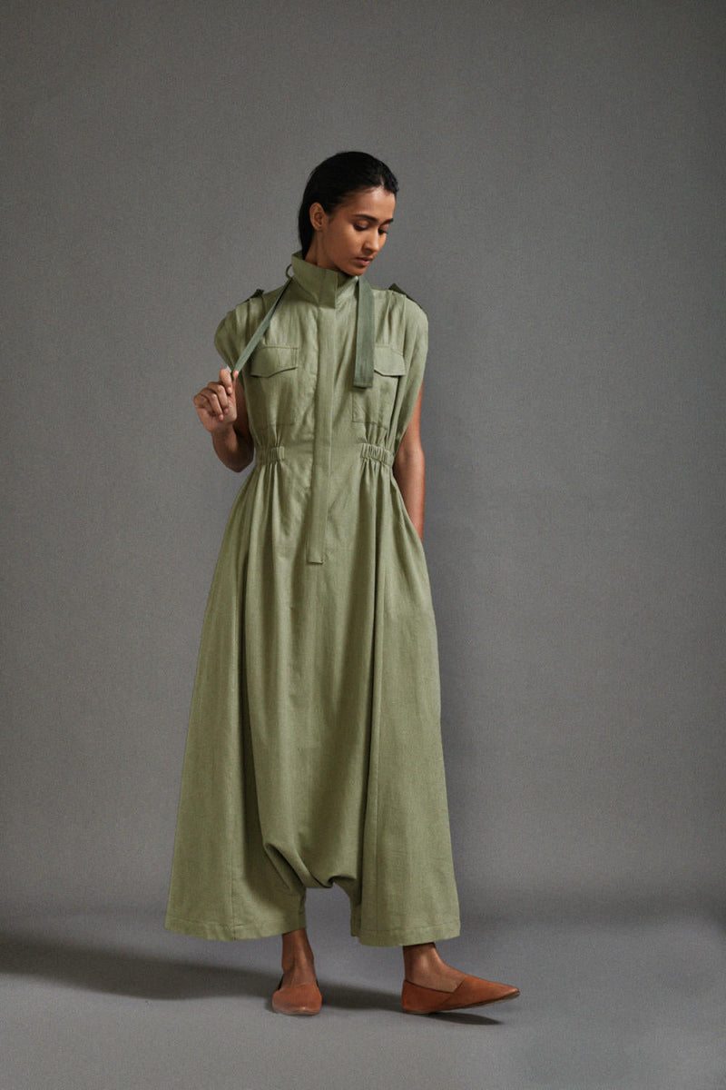 Green Safari Sphara Jumpsuit cotton by Mati in green color for women Worldwide