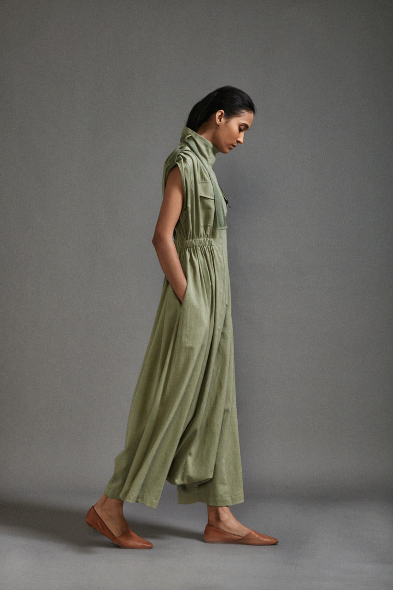 Green Safari Sphara Jumpsuit cotton by Mati in green color for women Worldwide