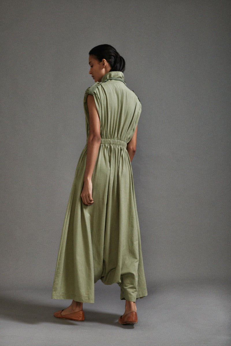 Green Safari Sphara Jumpsuit cotton by Mati in green color for women Worldwide