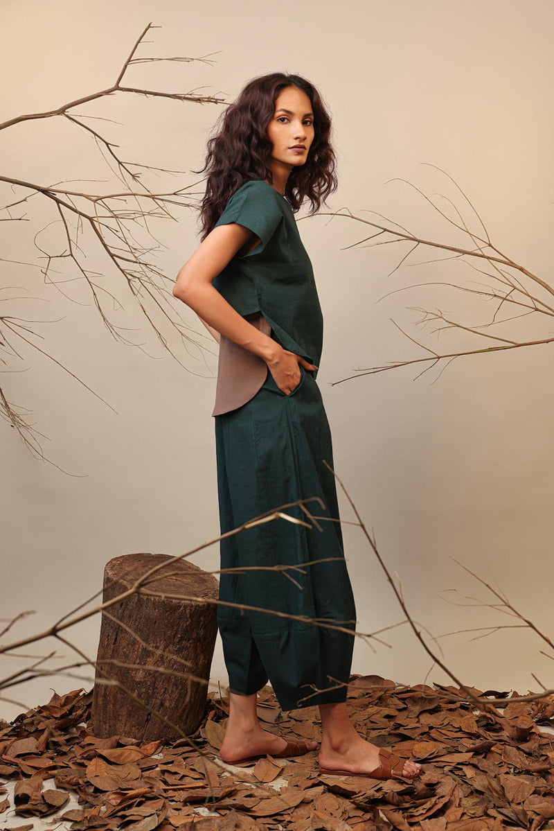 Green Suga Pants 100% cotton by Mati in green color for women Worldwide