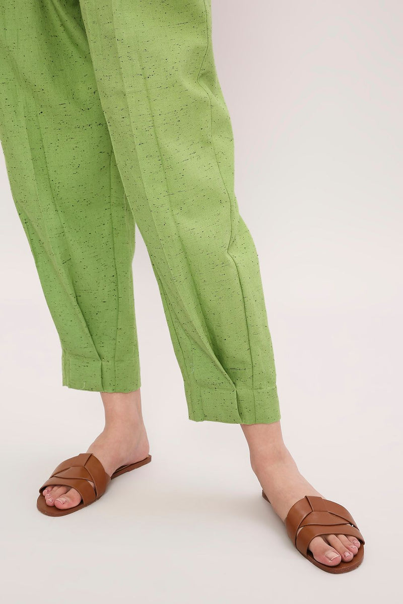 Green Textured Cotton Dotted Pants cotton by Mati in green color for women Worldwide
