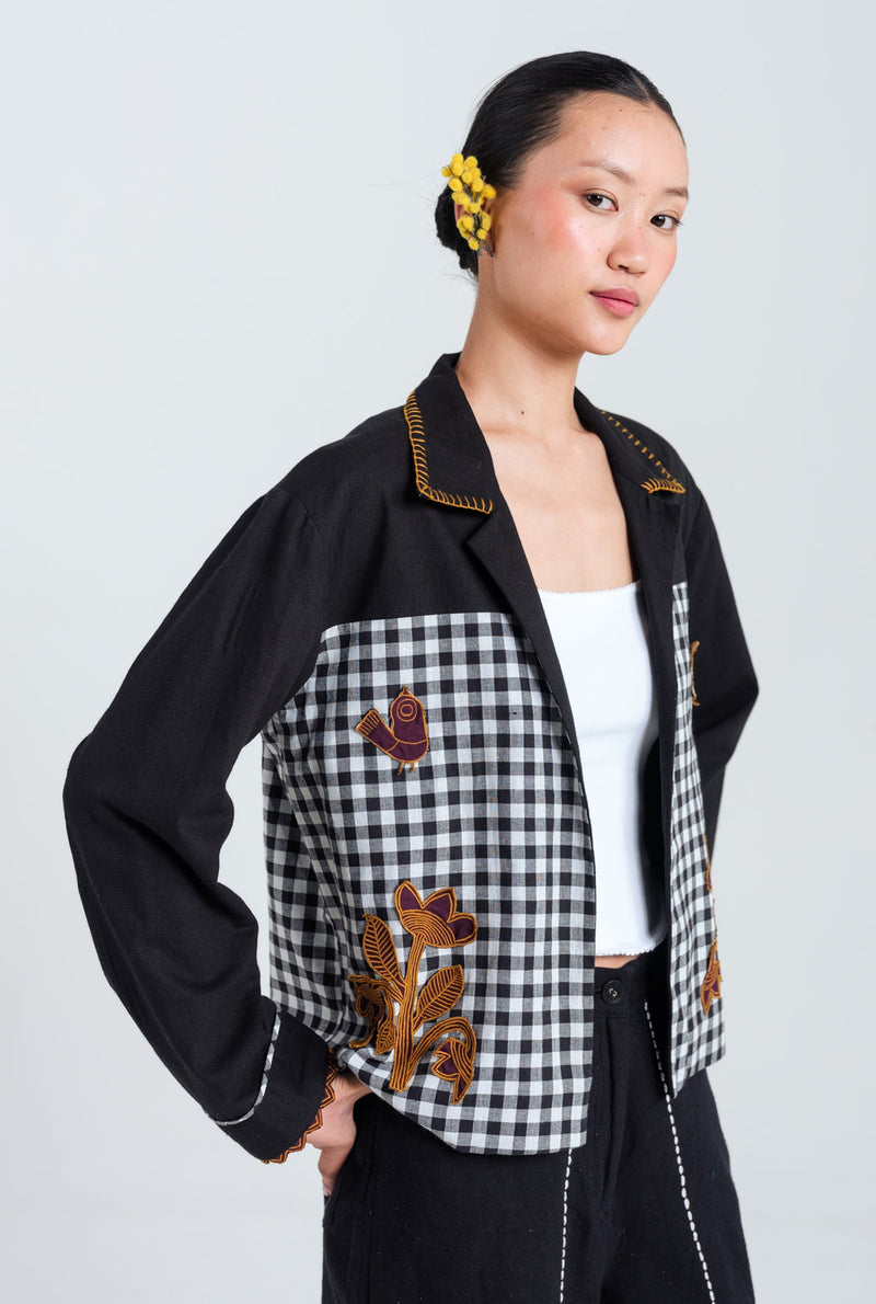 Groove Handloom Jacket handwoven cotton jacket/overlay by JodiLife in black, white for women Worldwide