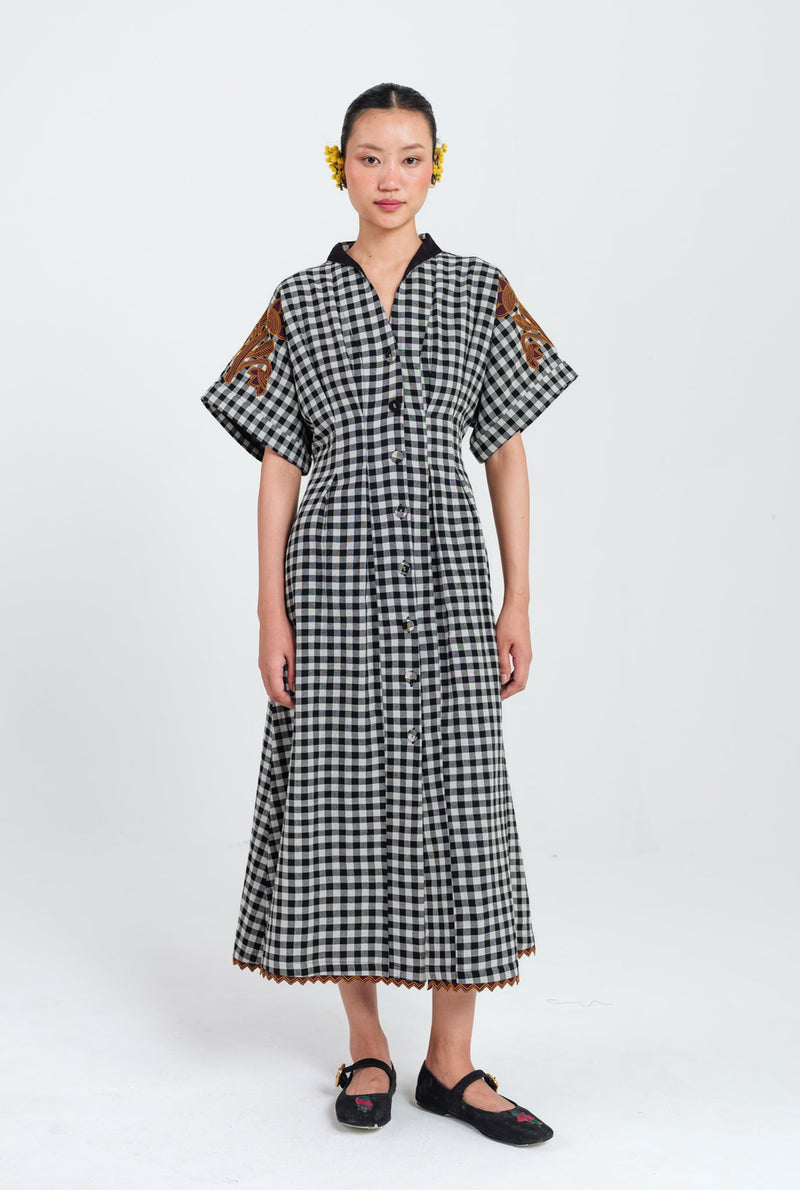 Groove Handloom Midi Dress handwoven cotton dress by JodiLife in black, white for women Worldwide