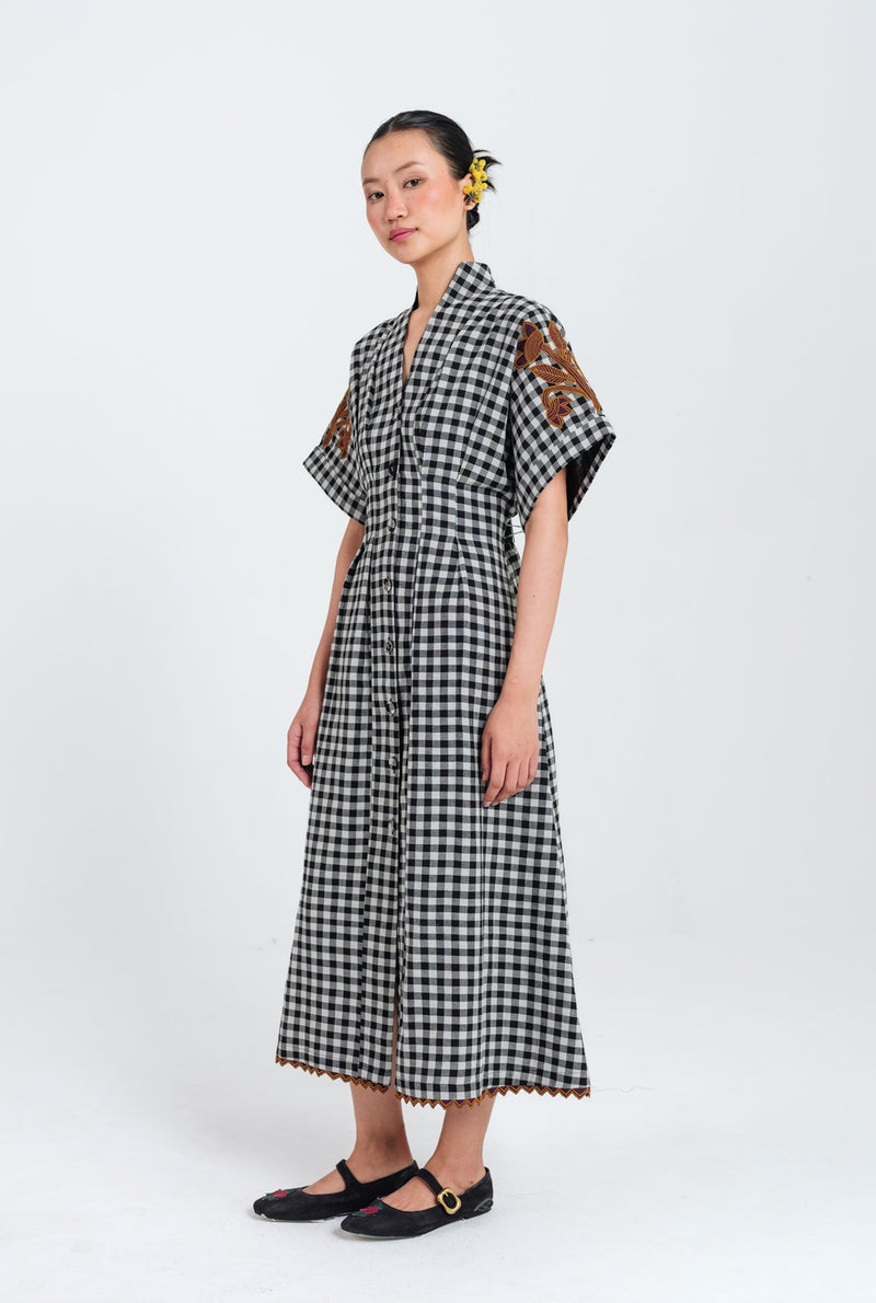 Groove Handloom Midi Dress handwoven cotton dress by JodiLife in black, white for women Worldwide