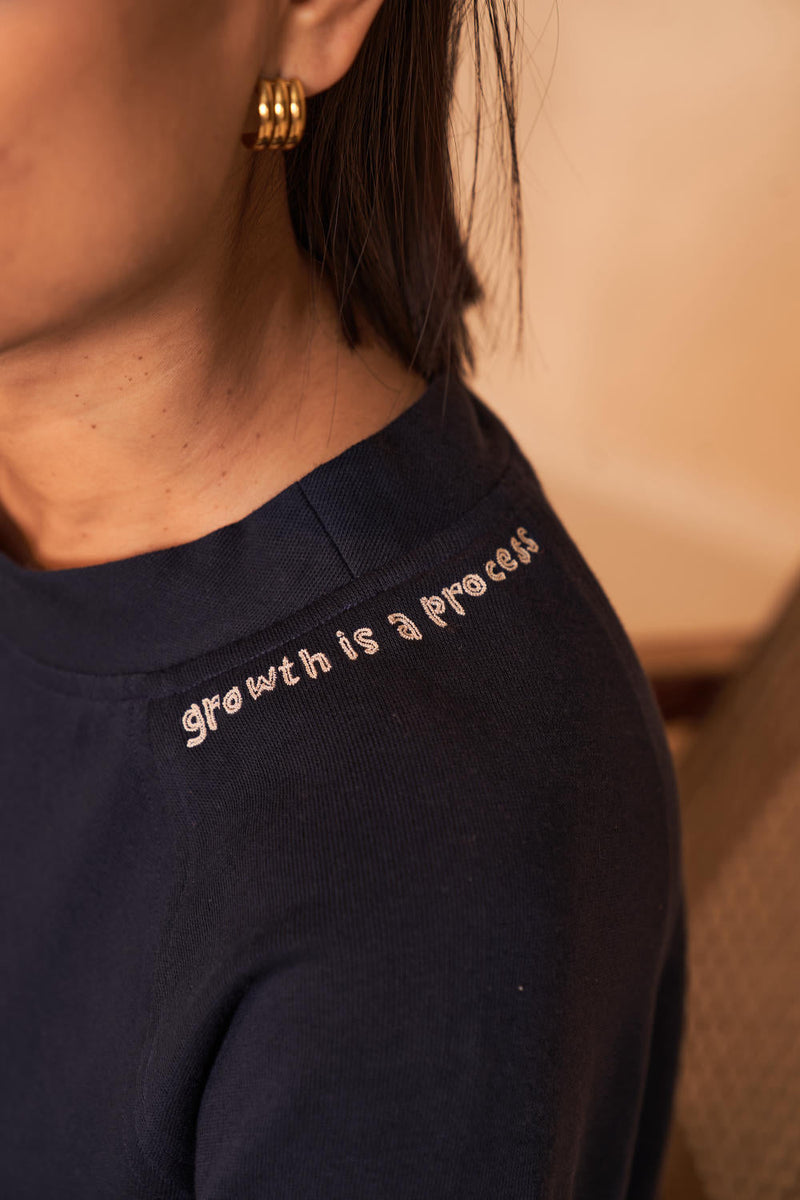 Growing Green Organic Cotton Knit Top by SUI in navy color for women Worldwide
