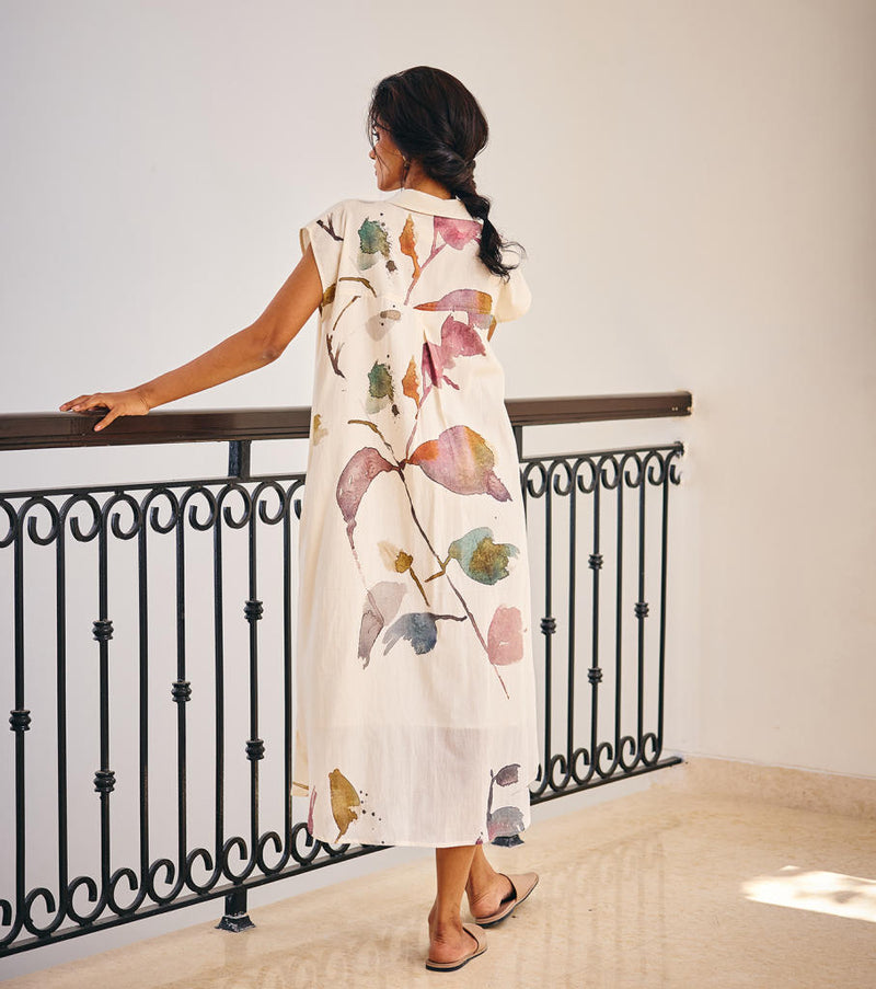 Growing Vein Dress cotton by Khara Kapas in white for women Worldwide