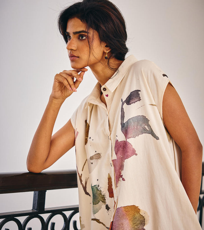 Growing Vein Dress cotton by Khara Kapas in white for women Worldwide
