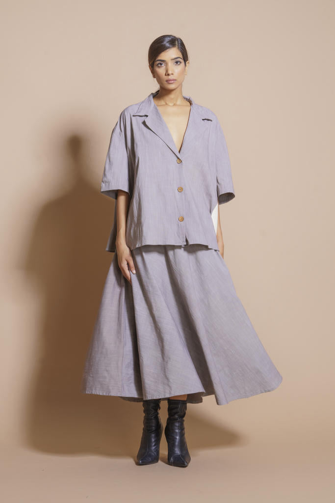 Gunpowder Skirt cotton matty skirts by Stoique in steel grey for women Worldwide