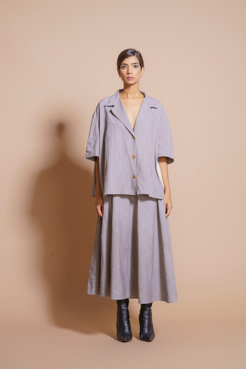 Gunpowder Skirt cotton matty skirts by Stoique in steel grey for women Worldwide