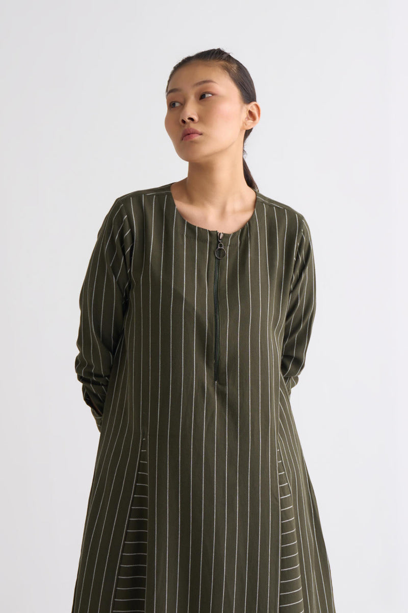 Gusset Dress Co-ord - Olive Dress,Co-ord Set by THREE for women Worldwide