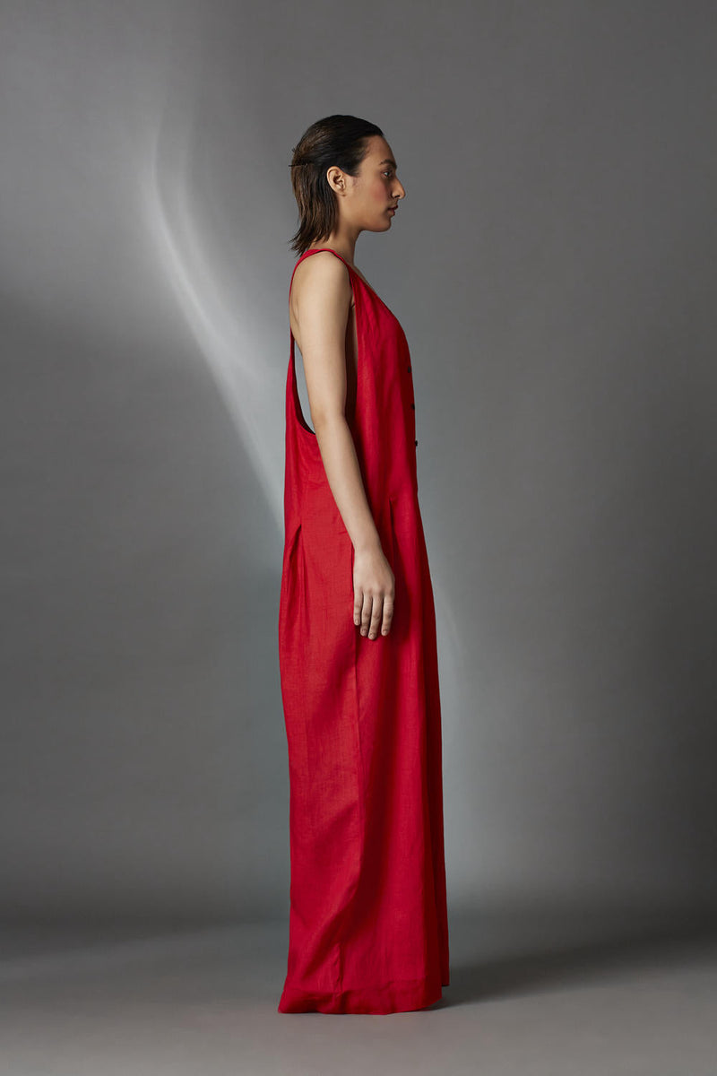 Juniper Jumpsuit-Red by Chola in red color for women Worldwide