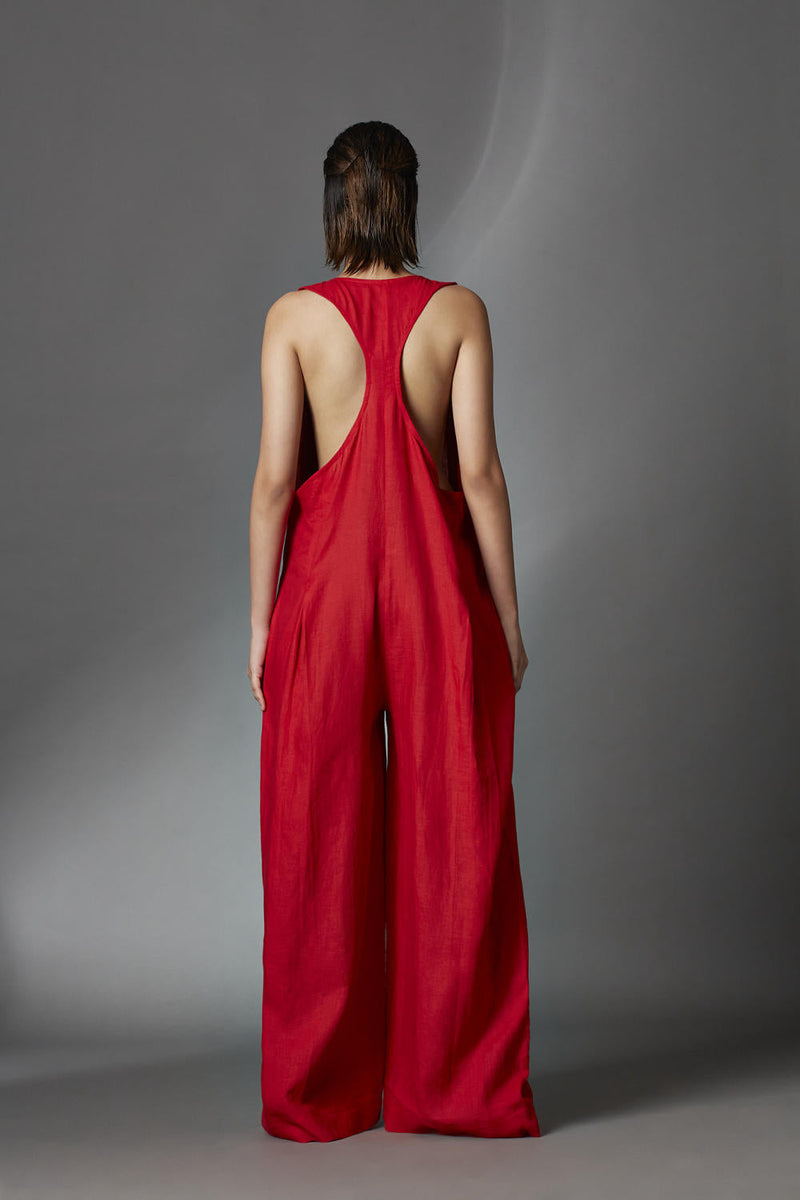 Juniper Jumpsuit-Red by Chola in red color for women Worldwide