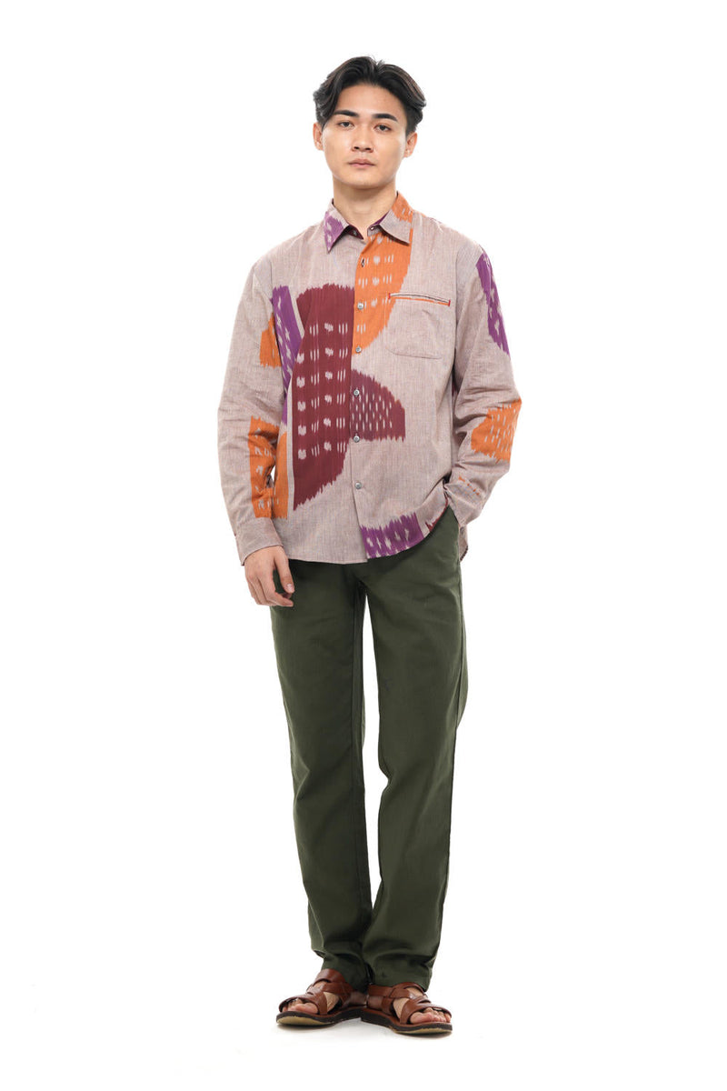 HANA MENS FULL SHIRT 100% cotton by Translate Men in beige color for men Worldwide
