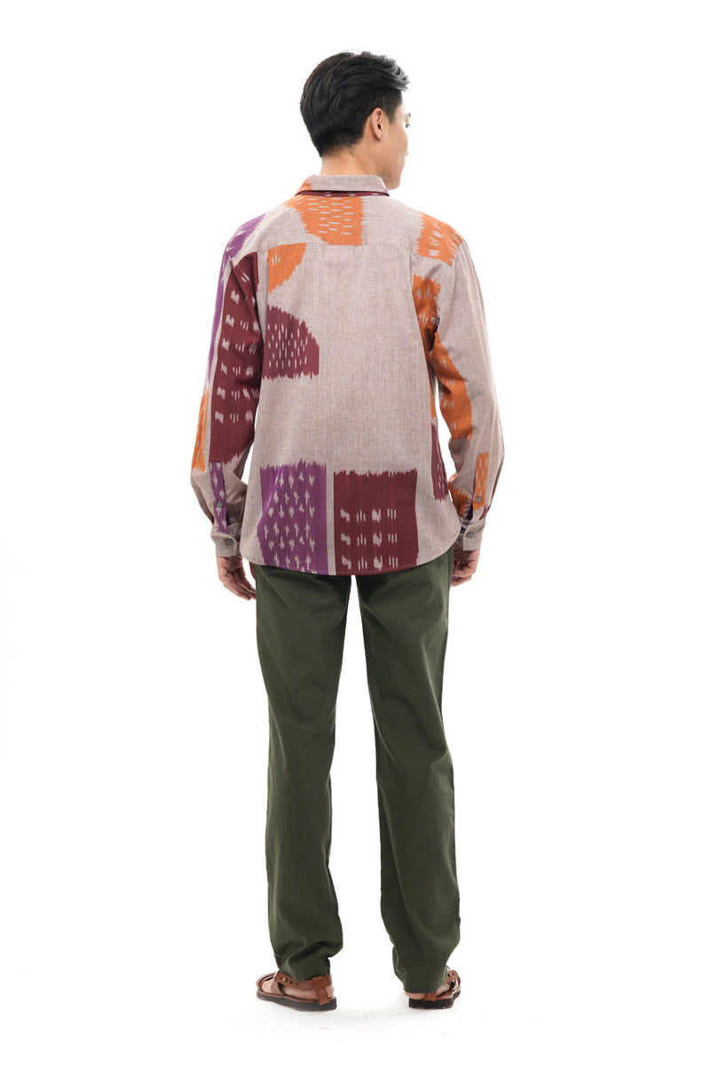 HANA MENS FULL SHIRT 100% cotton by Translate Men in beige color for men Worldwide