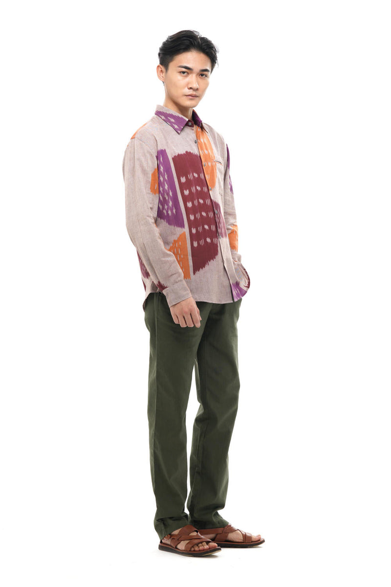 HANA MENS FULL SHIRT 100% cotton by Translate Men in beige color for men Worldwide