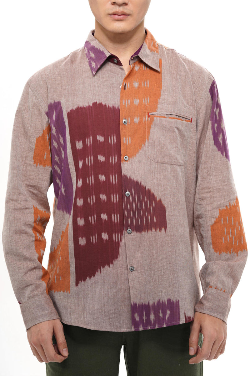 HANA MENS FULL SHIRT 100% cotton by Translate Men in beige color for men Worldwide
