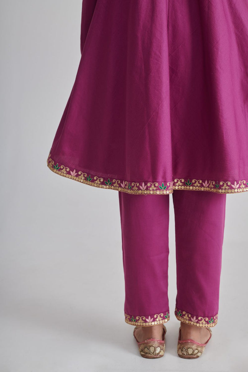 HANIYA & MITHILA KURTA & PANT chanderi by Rashika Mittal in purple color for women Worldwide