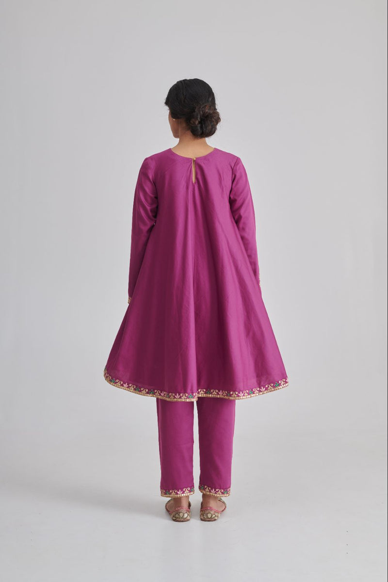 HANIYA & MITHILA KURTA & PANT chanderi by Rashika Mittal in purple color for women Worldwide