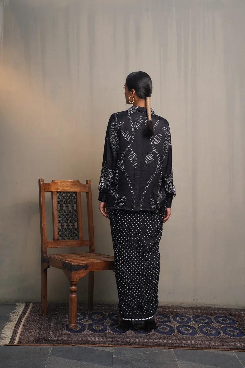 HANOI SKIRT SET-BLACK silk by Dyelogue in black color for women Worldwide