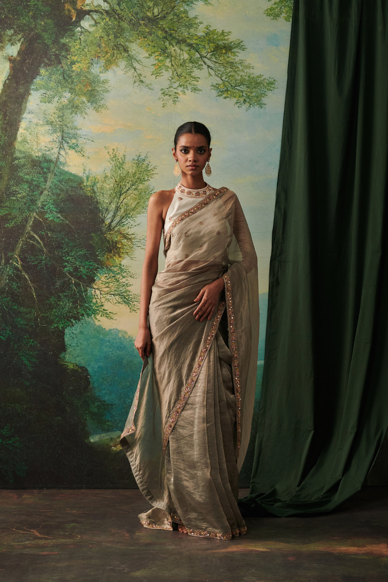 HASEENA BLOUSE silk by Rashika Mittal in ivory color for women Worldwide