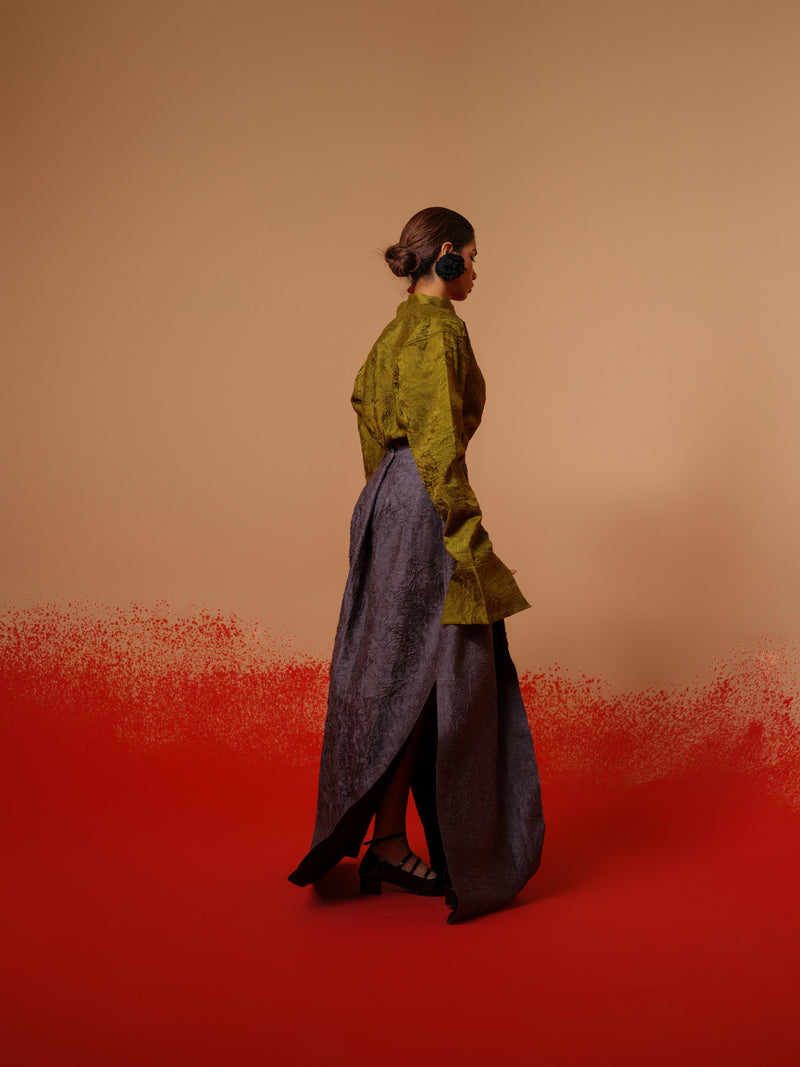 Haze Skirt-Ash Grey mysore silk skirts by Stoique in ash grey for women Worldwide
