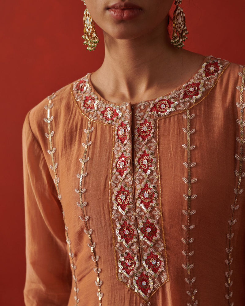 HEERIYE & REVA ANARKALI & CHURIDAAR georgette by Rashika Mittal in brown color for women Worldwide