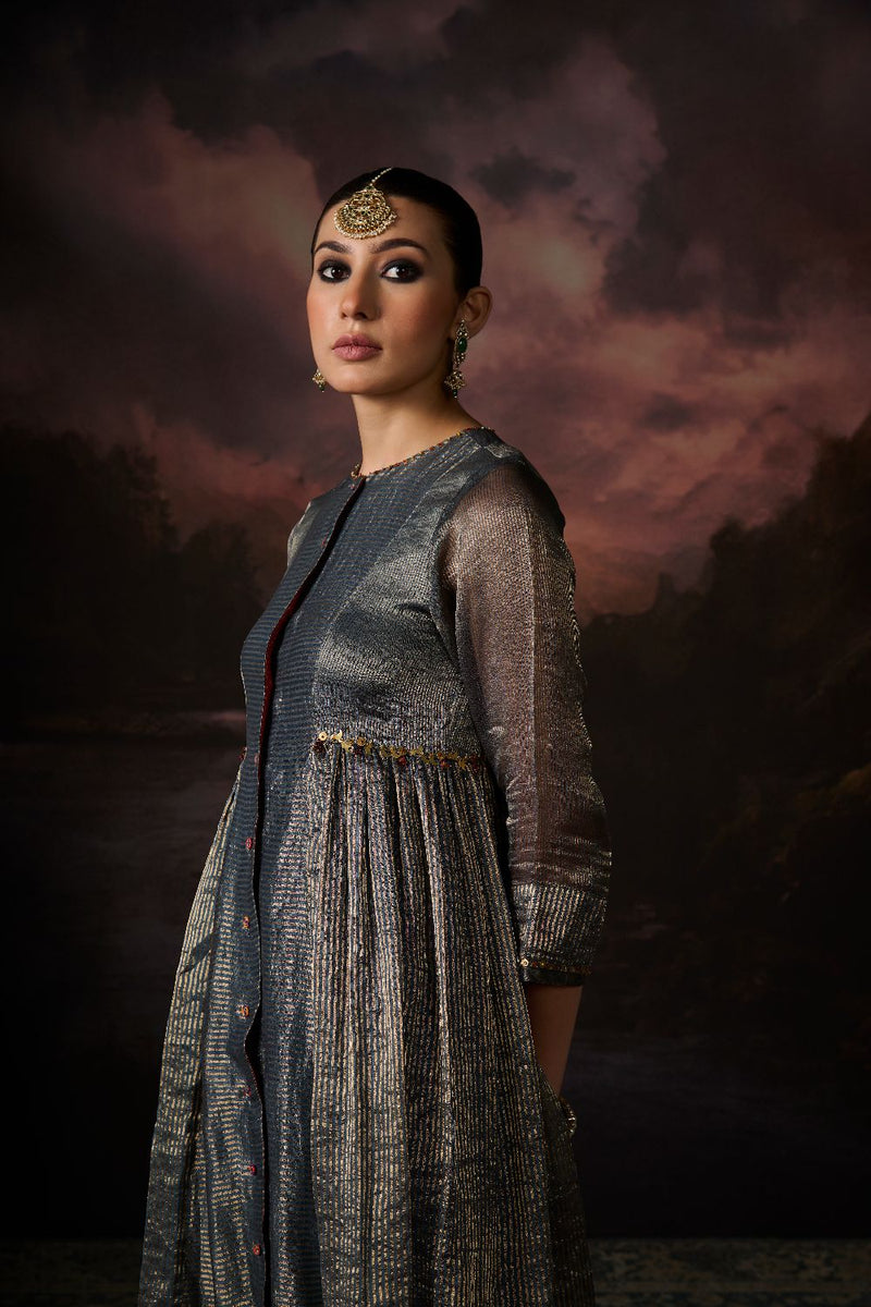 HINA KURTA chanderi by SWATTI KAPOOR in teal color for women Worldwide