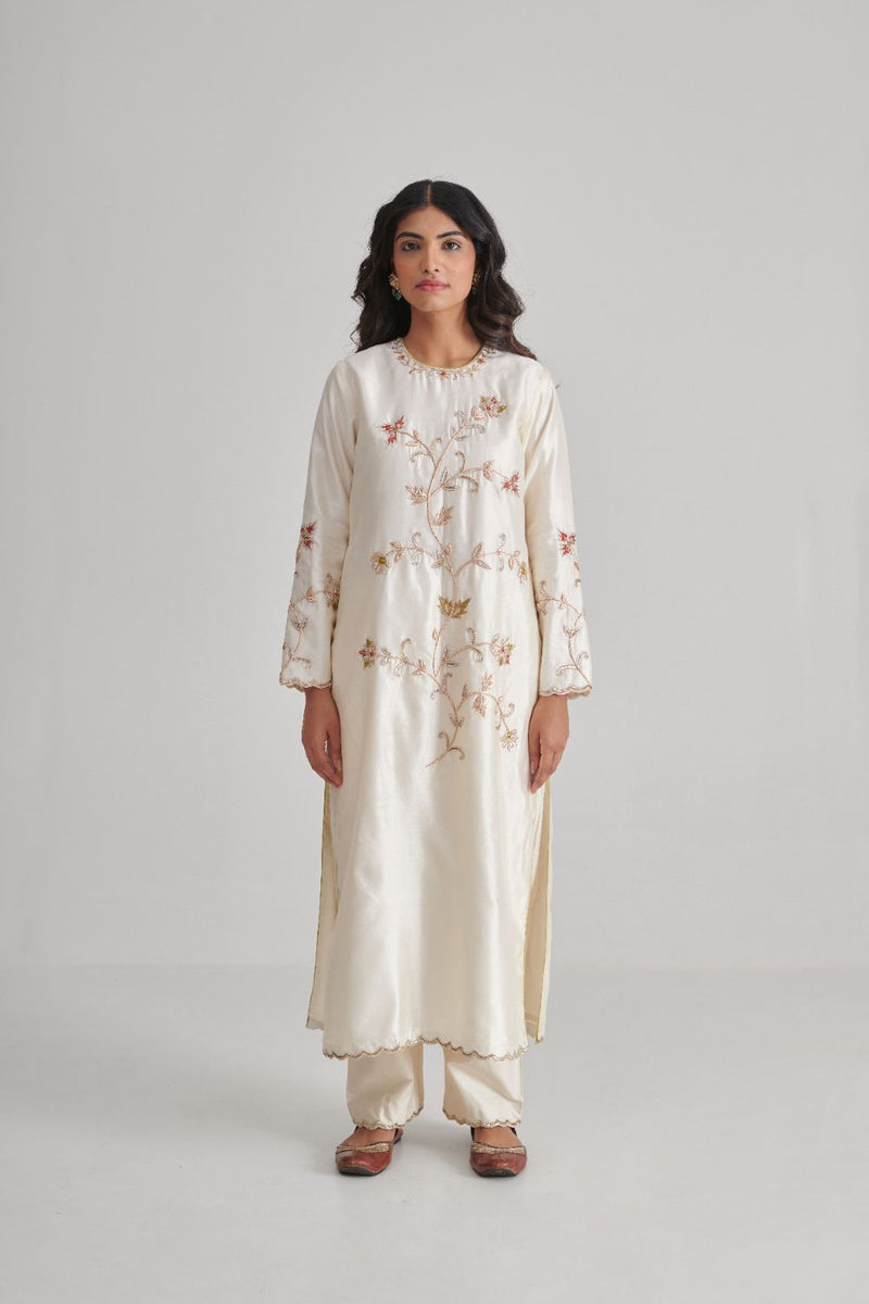 HUMSAFAR & MEERA KURTA & PANT silk by Rashika Mittal in ivory color for women Worldwide