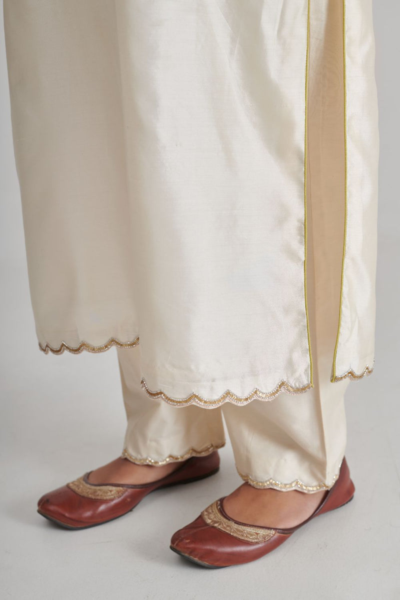 HUMSAFAR & MEERA KURTA & PANT silk by Rashika Mittal in ivory color for women Worldwide