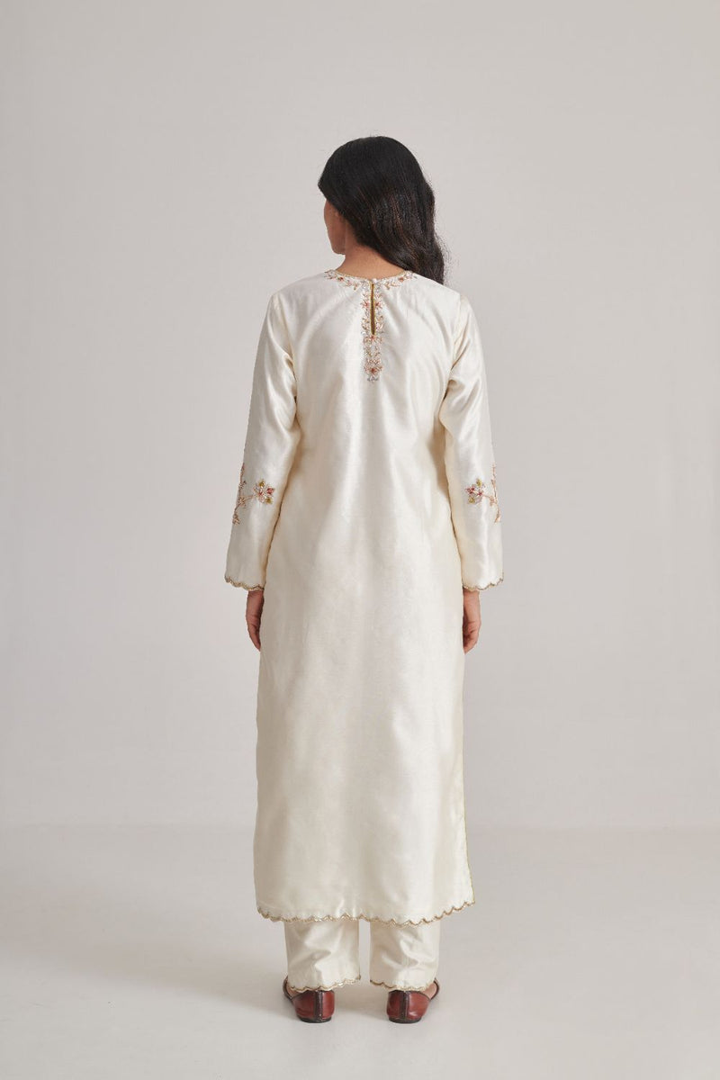 HUMSAFAR & MEERA KURTA & PANT silk by Rashika Mittal in ivory color for women Worldwide