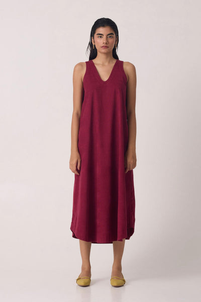 Hamm Cherry Corduroy Midi Dress