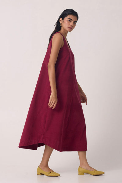 Hamm Cherry Corduroy Midi Dress