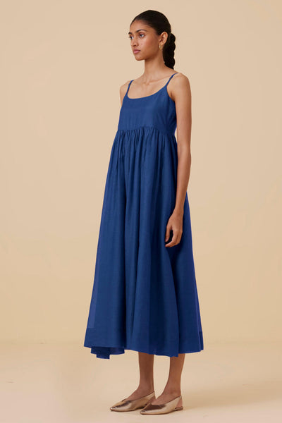 Hamza Royal Blue Sleeveless Midi Dress