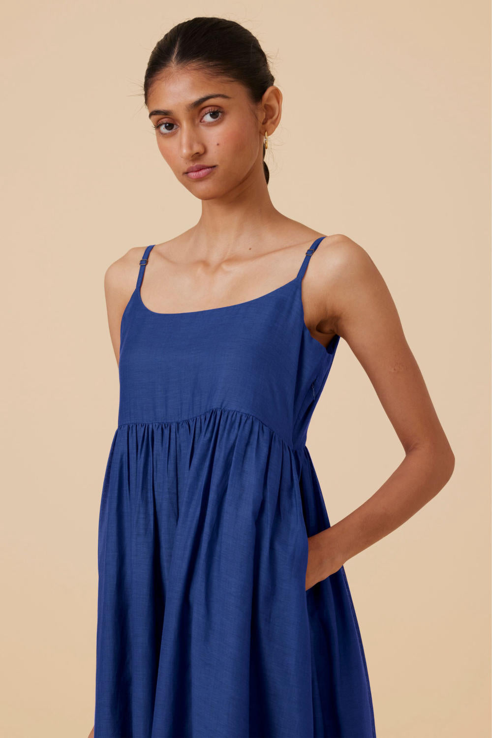 Hamza Royal Blue Sleeveless Midi Dress