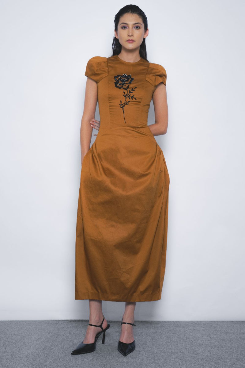 Hana Dress - Tobacco cotton by Leh Studios for women Worldwide