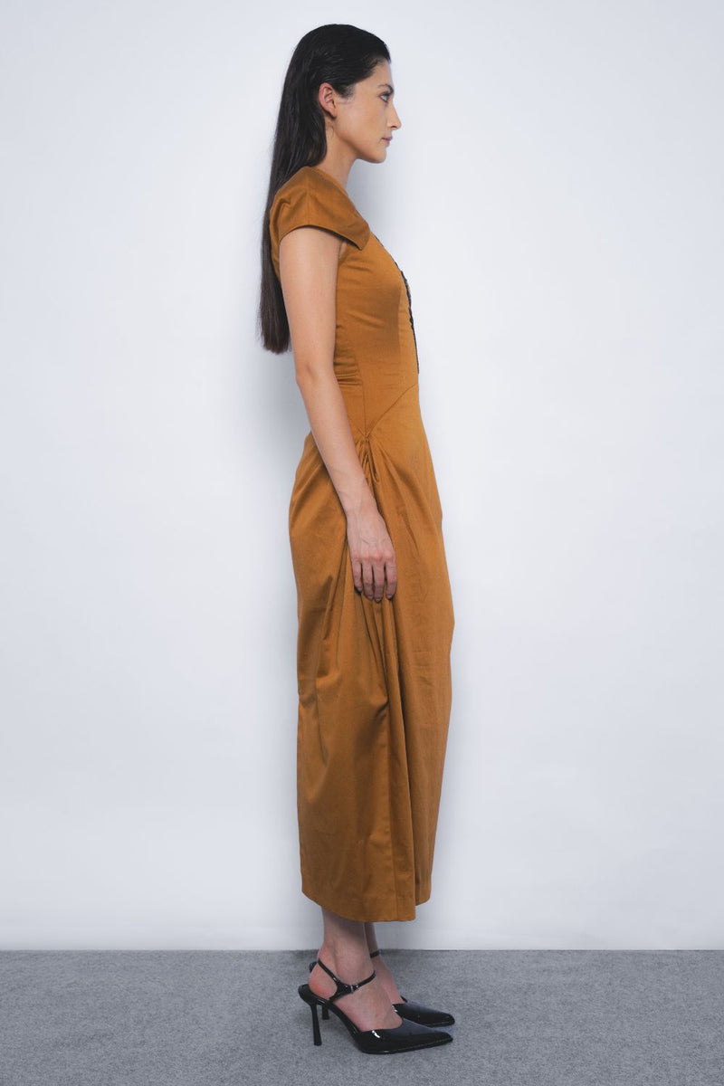 Hana Dress - Tobacco cotton by Leh Studios for women Worldwide