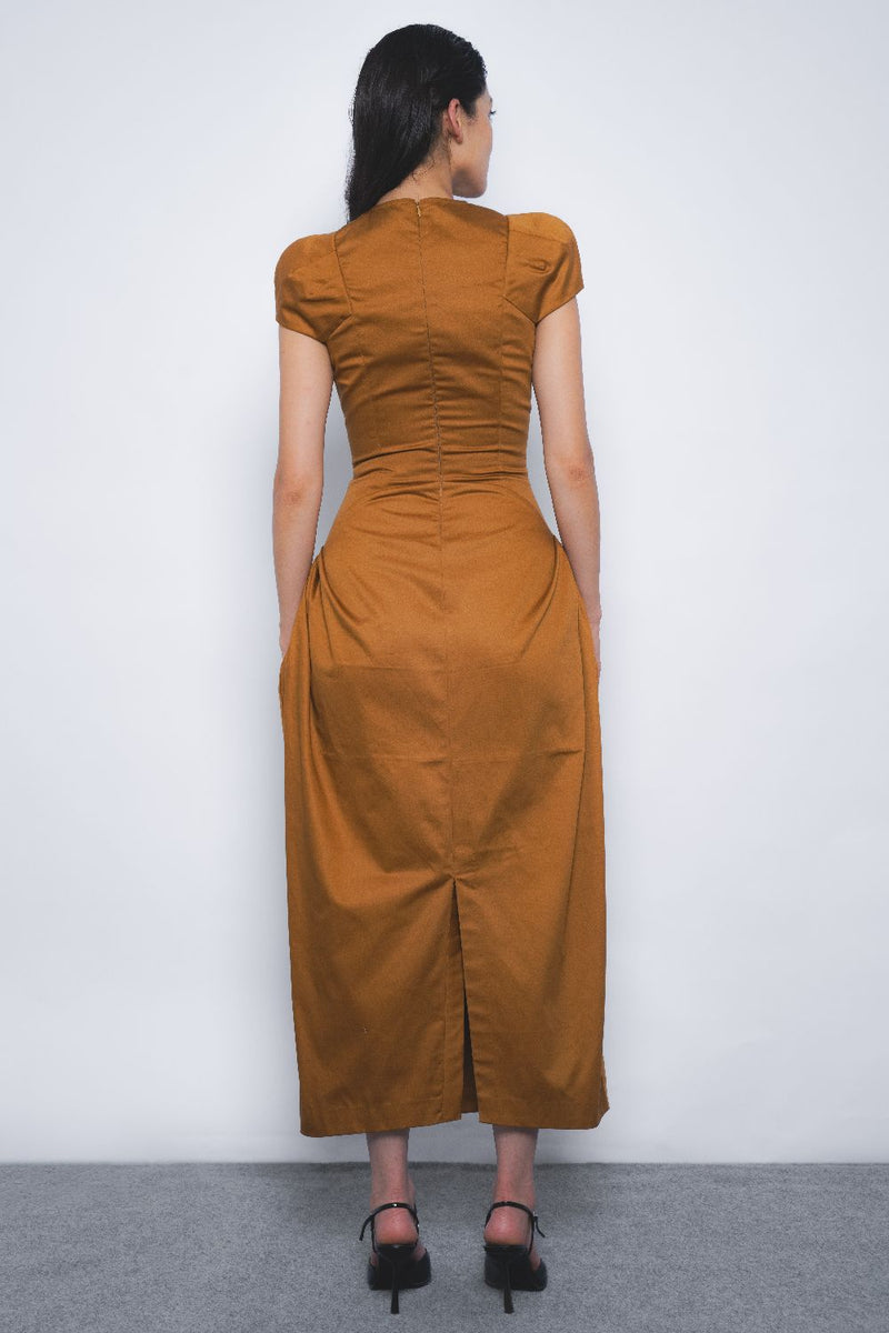 Hana Dress - Tobacco cotton by Leh Studios for women Worldwide