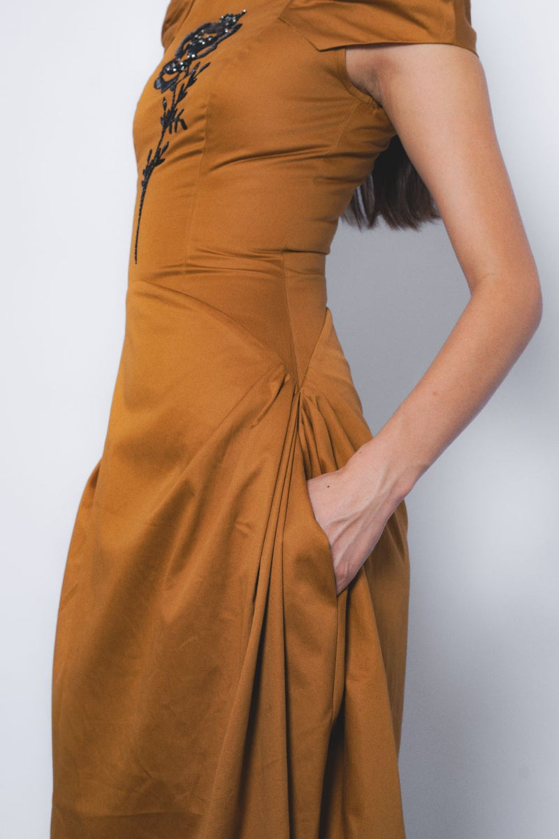 Hana Dress - Tobacco cotton by Leh Studios for women Worldwide