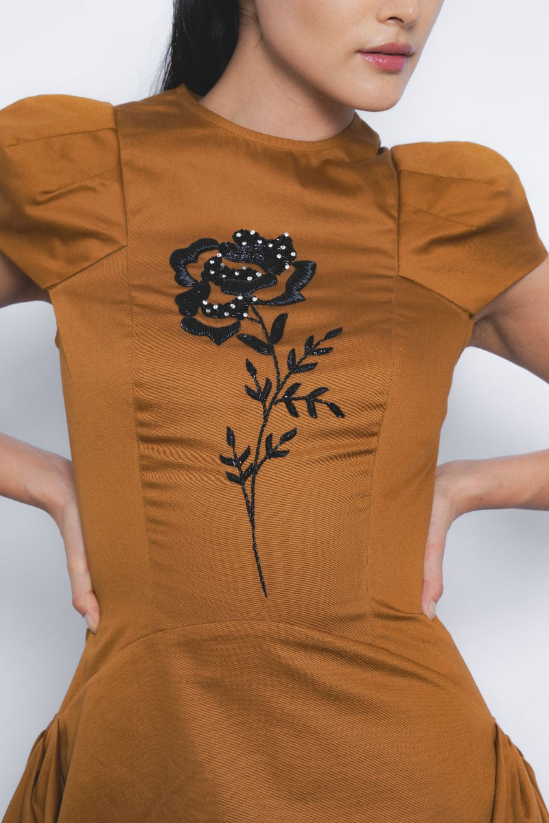 Hana Dress - Tobacco cotton by Leh Studios for women Worldwide