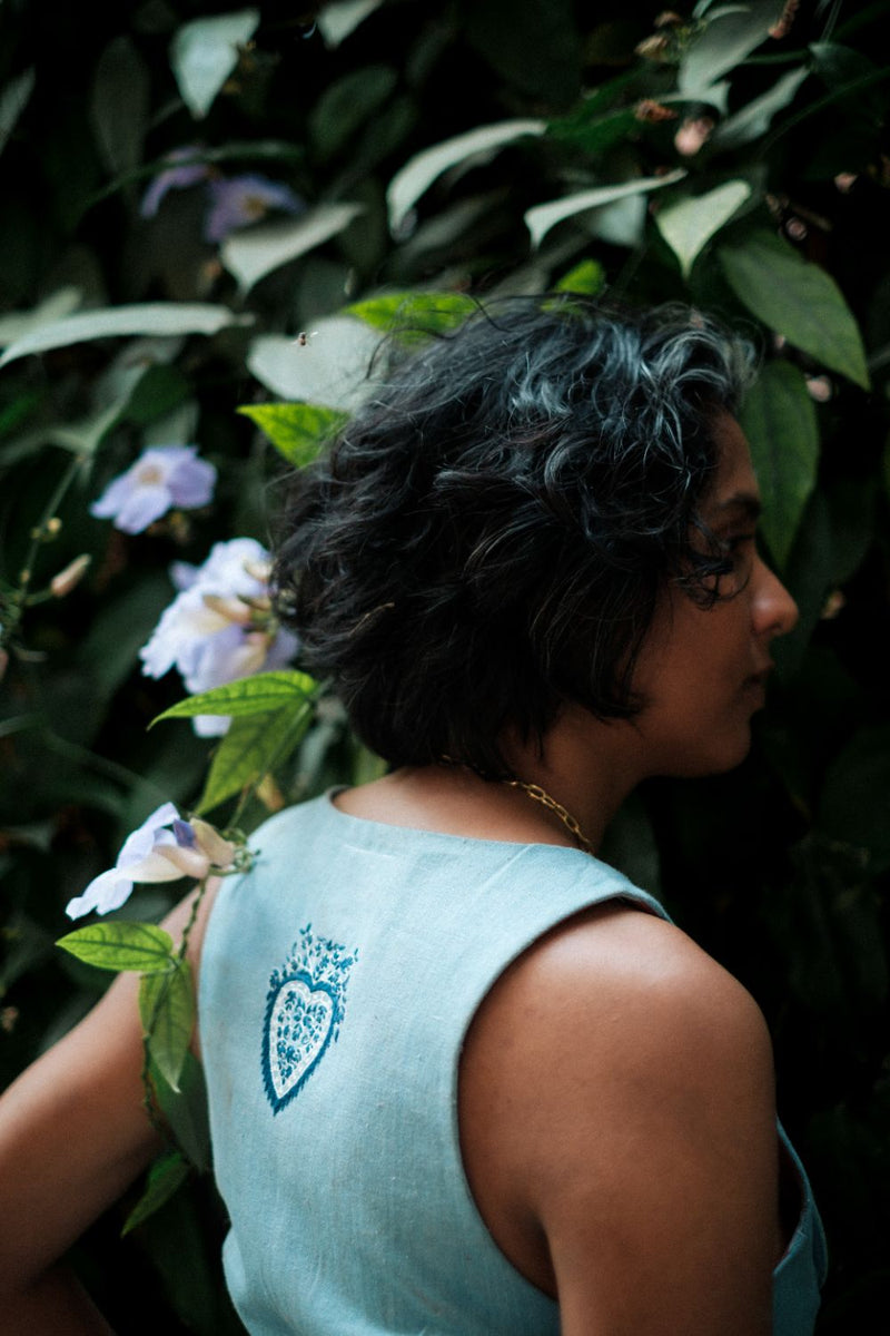 Handloom Denim Koti Waistcoat by JodiLife for women Worldwide