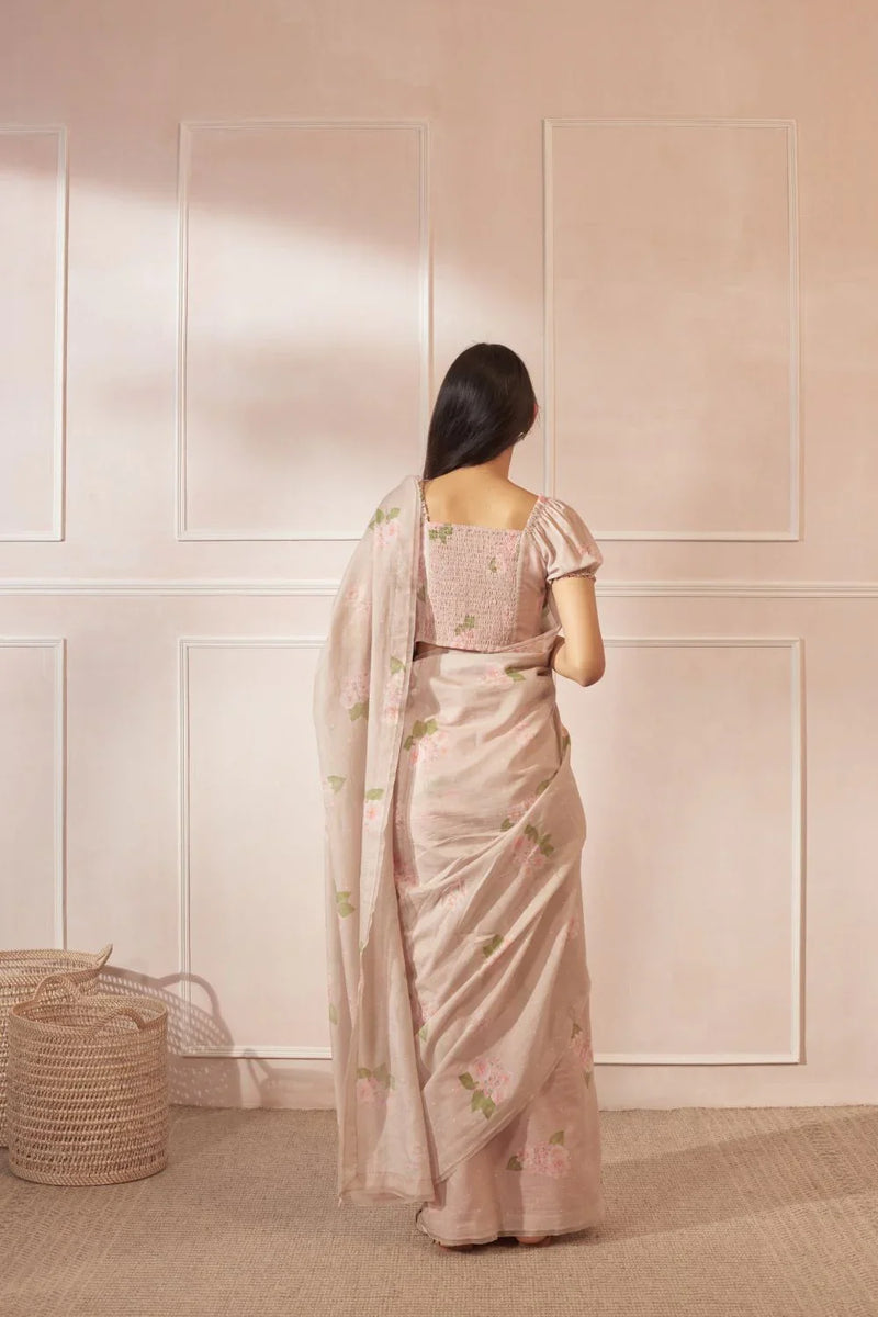 Hazari Mogra Handspun Cotton and Silk Sari silk by Nadiya Paar in brown color for women Worldwide