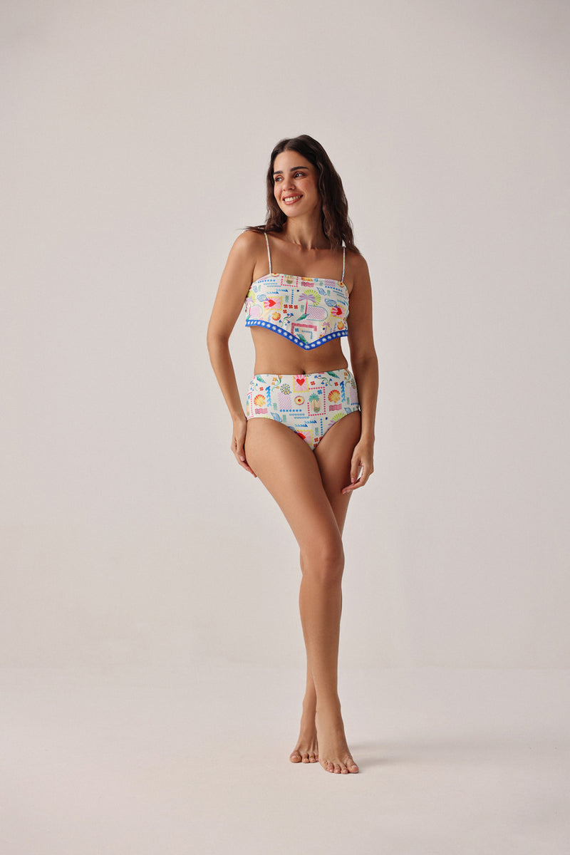Hazel Bikini Set-Seascape poly spandex resort wear by NOIB in multi-color for women Worldwide