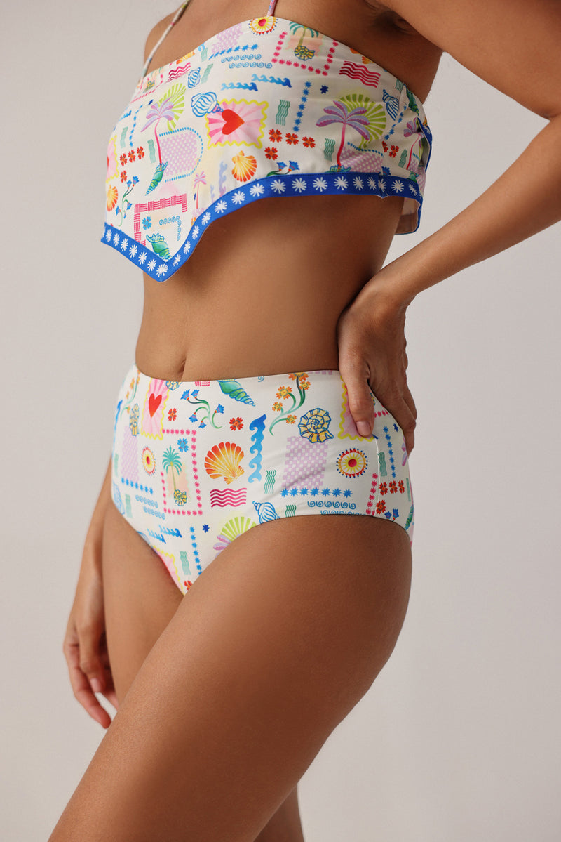 Hazel Bikini Set-Seascape poly spandex resort wear by NOIB in multi-color for women Worldwide