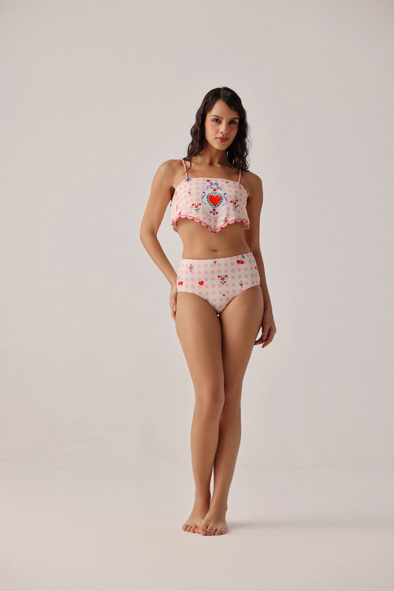 Hazel Bikini Set-Tarot poly spandex resort wear by NOIB in pink for women Worldwide
