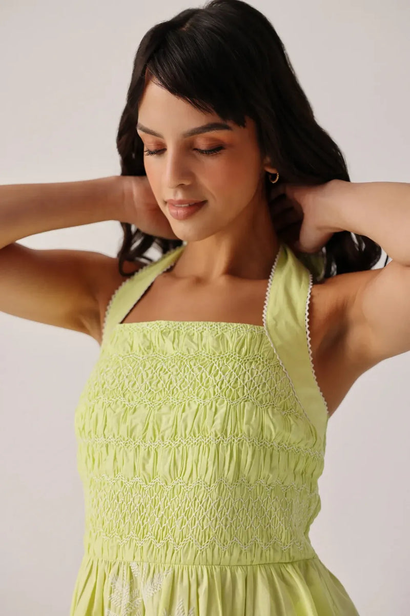 Hazel Midi - Lime poplin by NOIB for women Worldwide