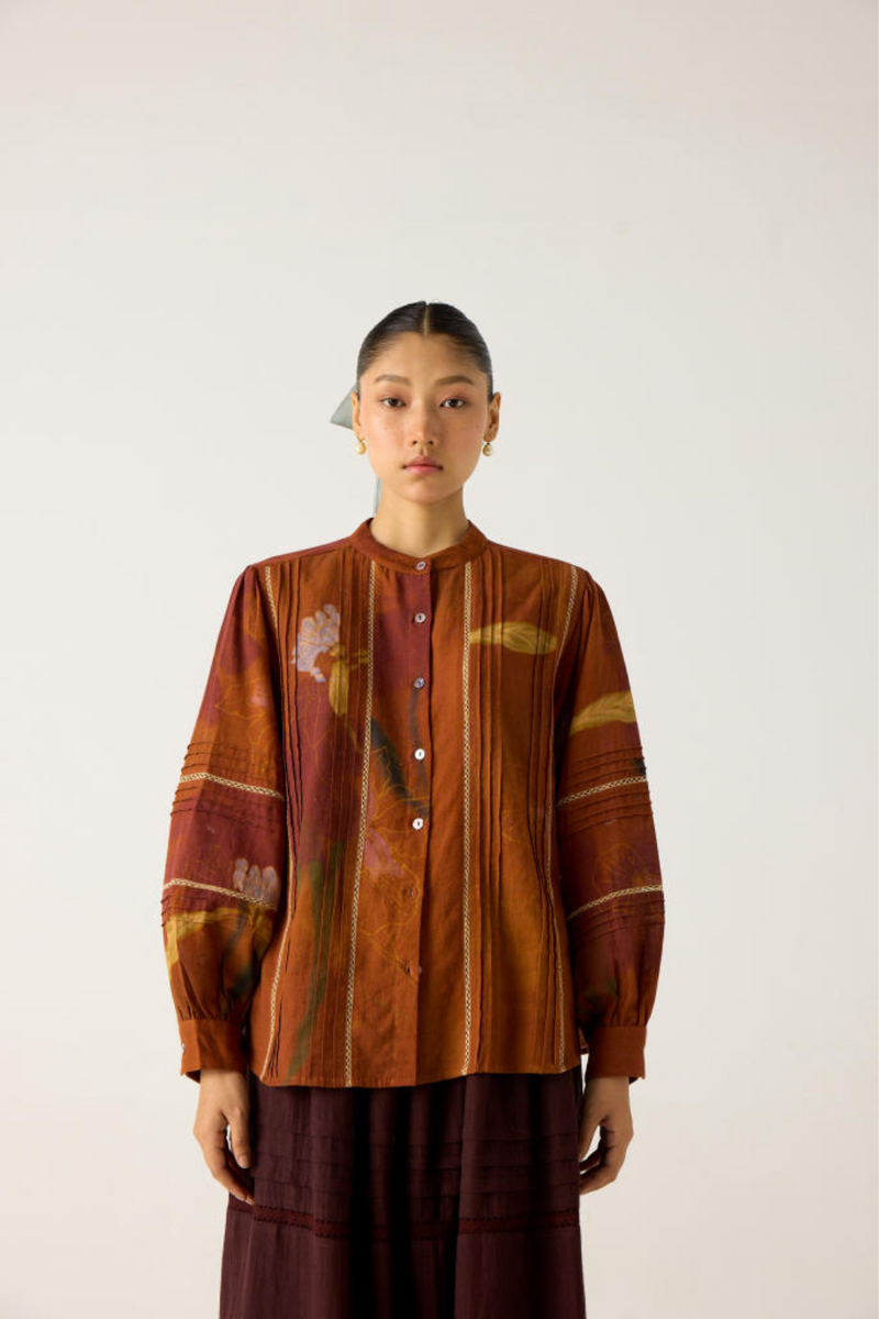 HAZEL SET -FOLIAGE+RUST (HAZEL TOP+EMILY SKIRT) cotton by CORD in multi for women Worldwide