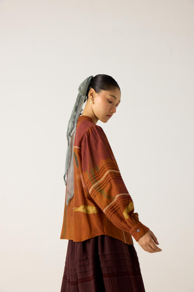 HAZEL SET -FOLIAGE+RUST (HAZEL TOP+EMILY SKIRT) cotton by CORD in multi for women Worldwide